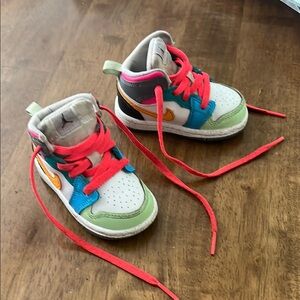 Jordan White and Green High-Top Sneakers